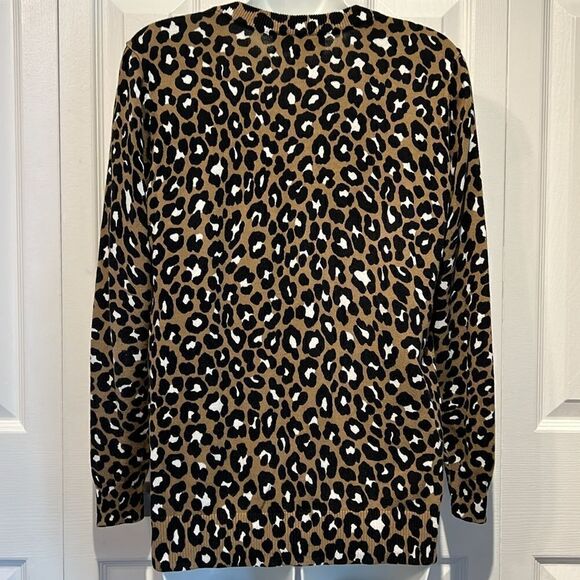 Michael Michael Kors Brown/Black Animal Print V Neck Sweater Size Small - Picture 7 of 11